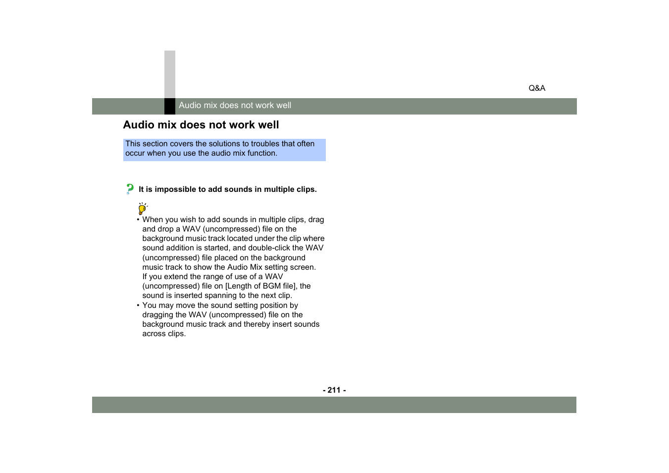 Audio mix does not work well | Panasonic MotionSD STUDIO 1.0E User Manual | Page 211 / 231