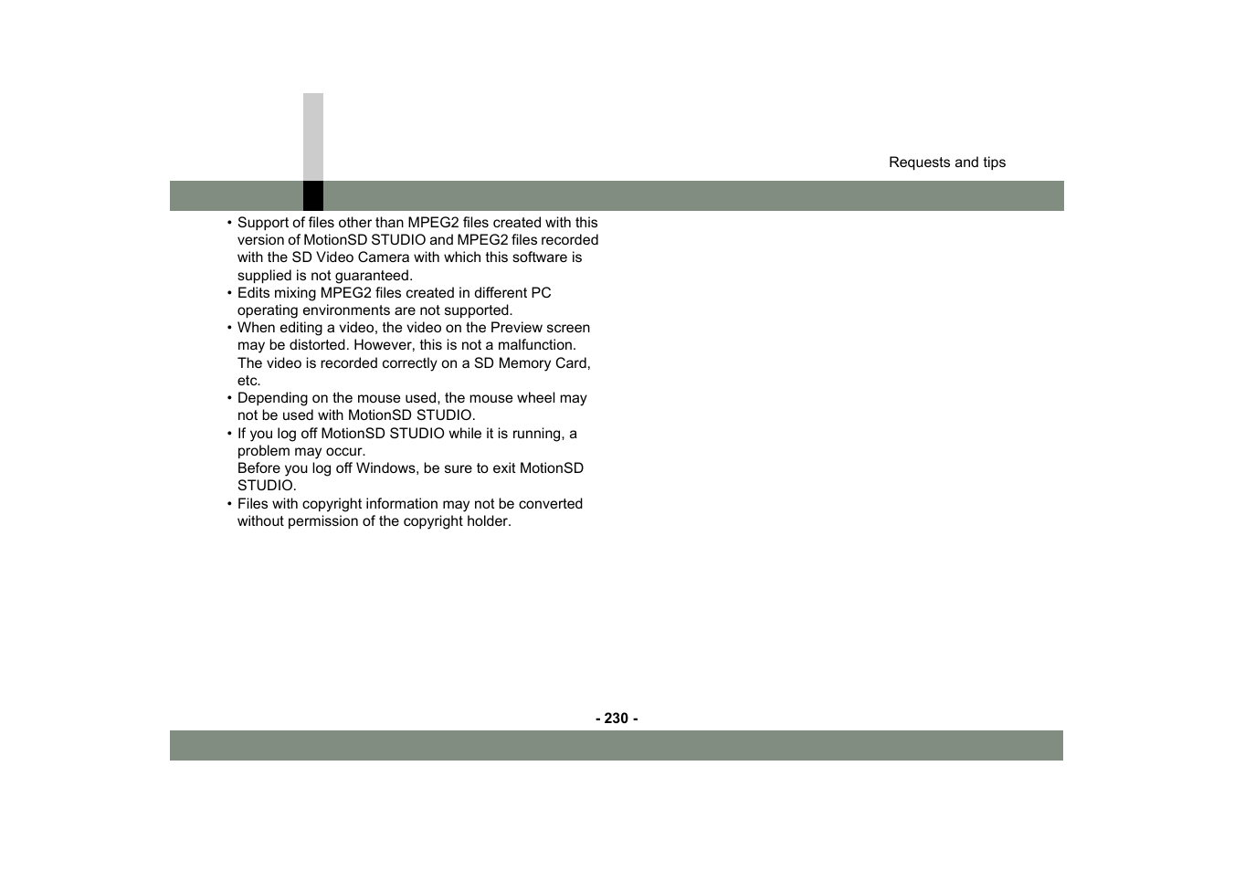 Panasonic MotionSD STUDIO 1.0E User Manual | Page 230 / 231