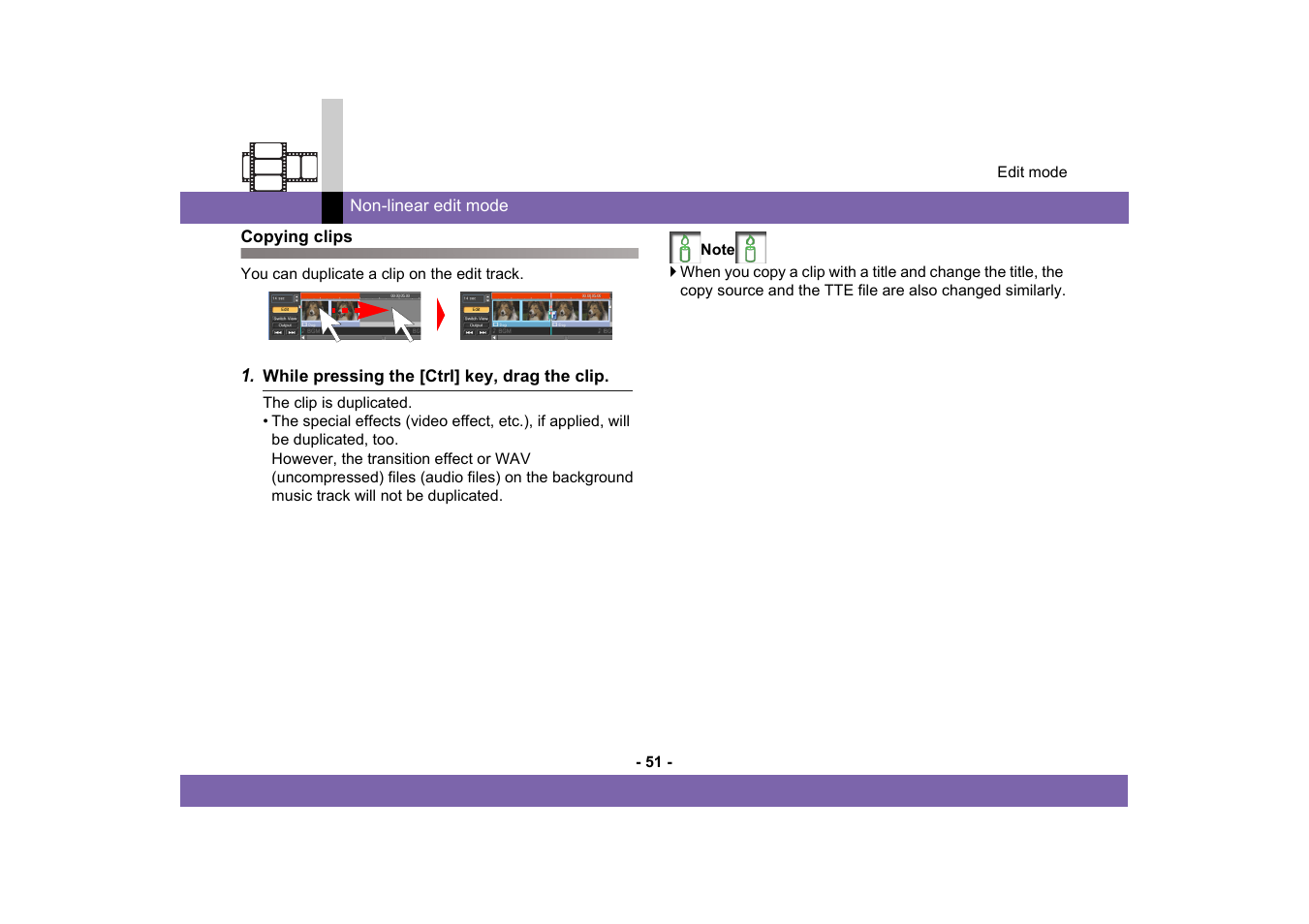 Copying clips | Panasonic MotionSD STUDIO 1.0E User Manual | Page 51 / 231