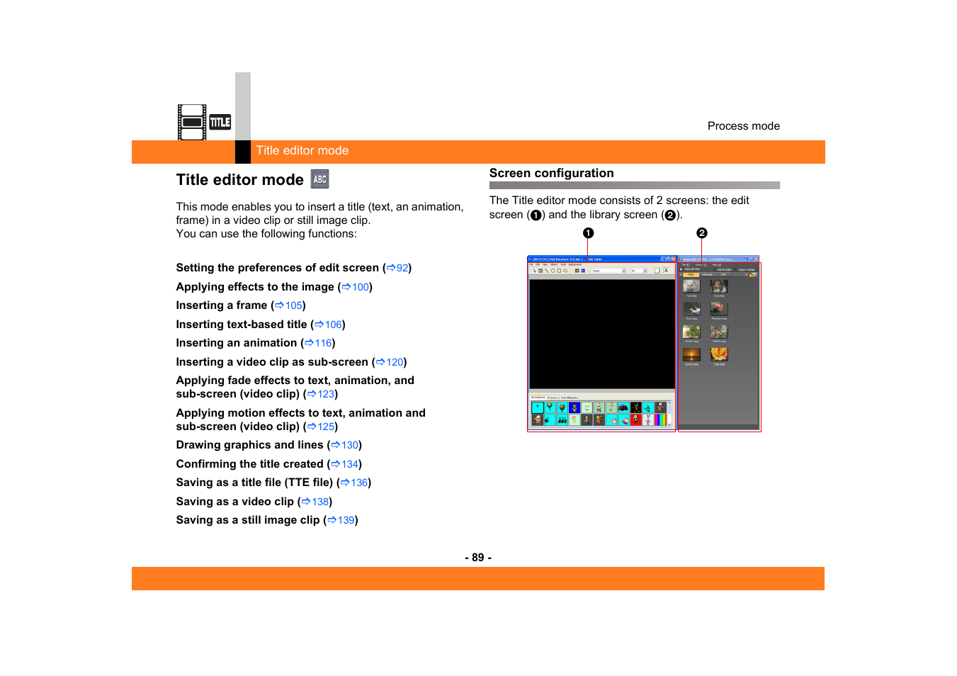 Title editor mode, Screen configuration | Panasonic MotionSD STUDIO 1.0E User Manual | Page 89 / 231