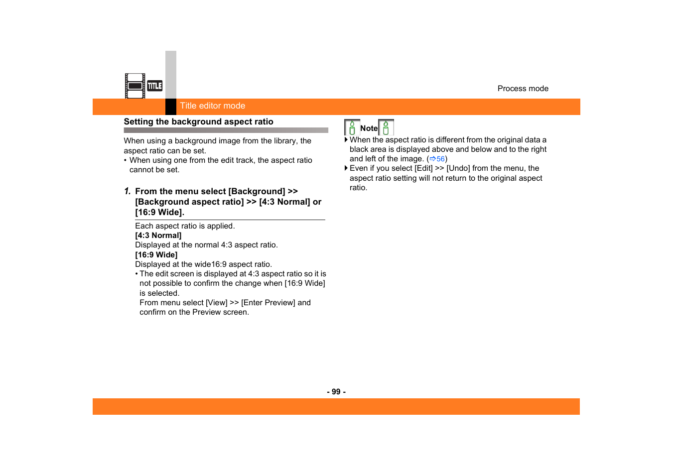Setting the background aspect ratio | Panasonic MotionSD STUDIO 1.0E User Manual | Page 99 / 231