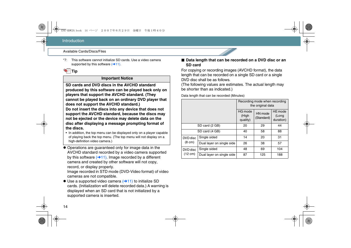 Panasonic HD Writer 2.0E User Manual | Page 14 / 102