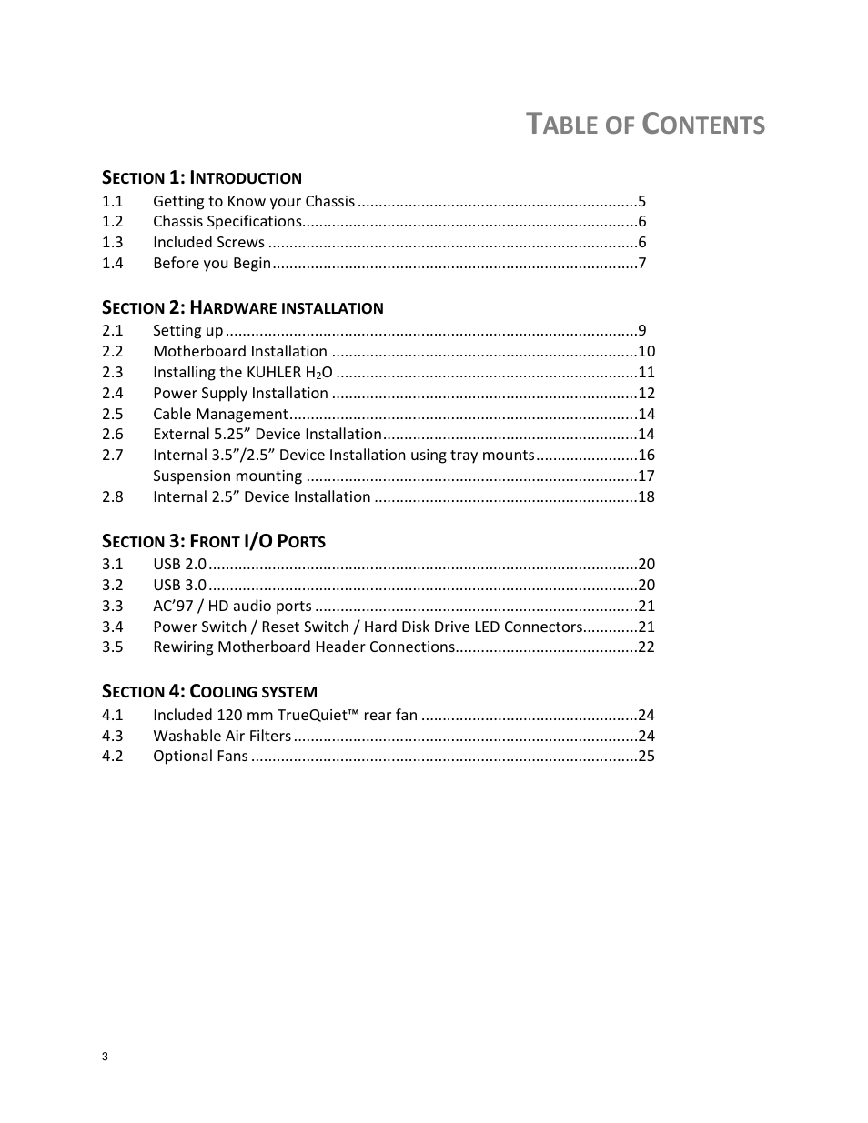 Able of, Ontents | Antec SOLO II User Manual | Page 3 / 26