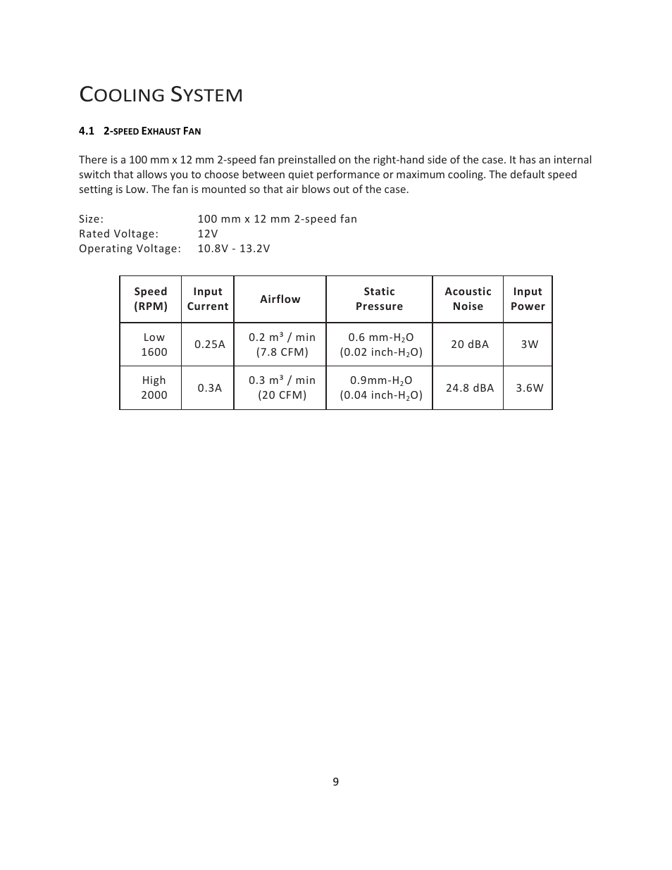 Ooling, Ystem | Antec ISK 100 User Manual | Page 10 / 11