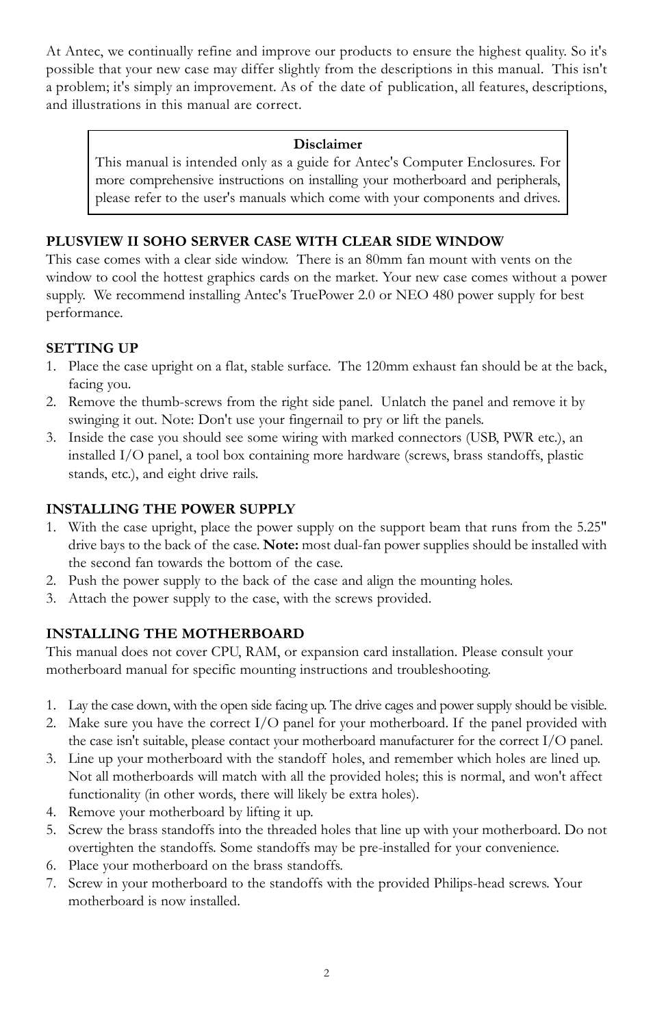 Antec II User Manual | Page 2 / 7