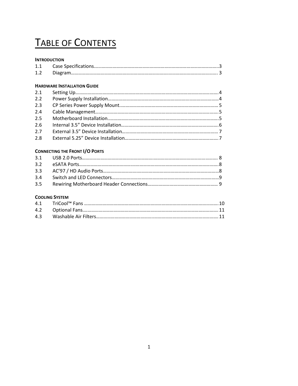 Able of, Ontents | Antec P183 User Manual | Page 2 / 13