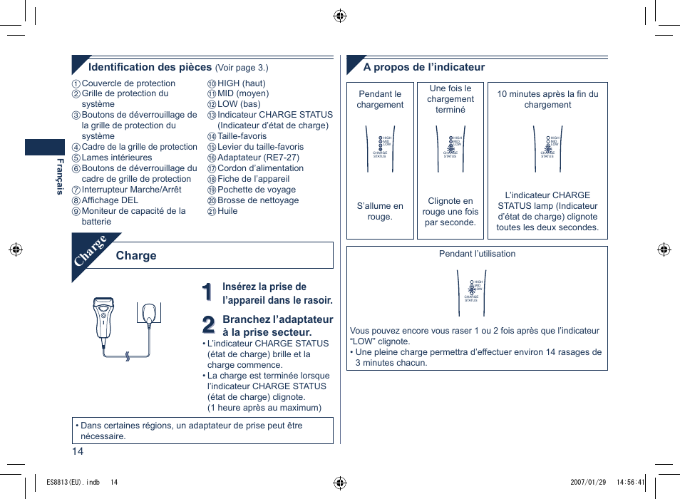 Charge | Panasonic Es8813 User Manual | Page 14 / 96