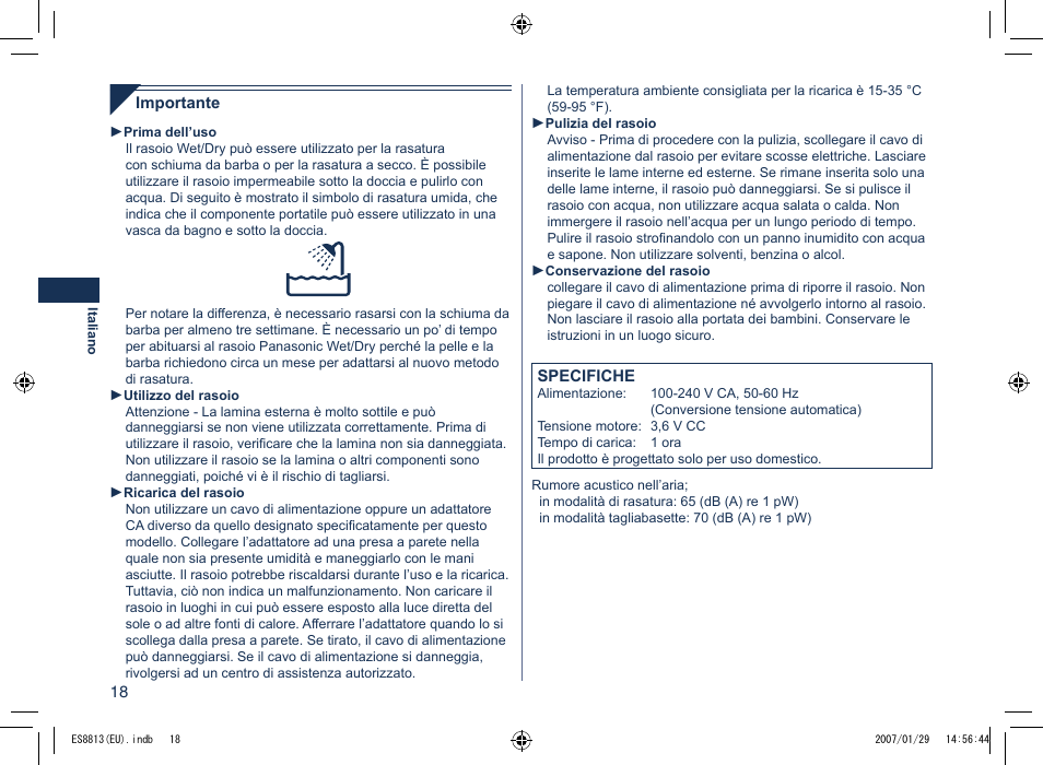 Panasonic Es8813 User Manual | Page 18 / 96