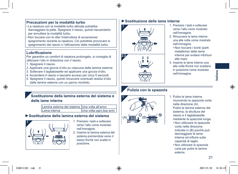Panasonic Es8813 User Manual | Page 21 / 96