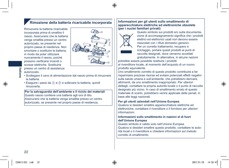 Panasonic Es8813 User Manual | Page 22 / 96