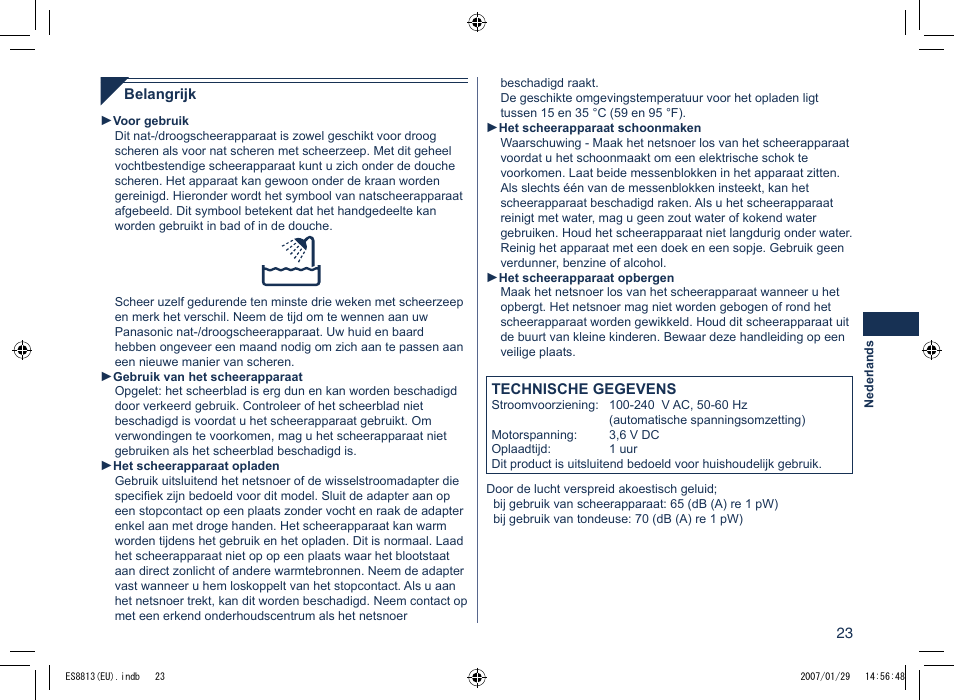 Panasonic Es8813 User Manual | Page 23 / 96