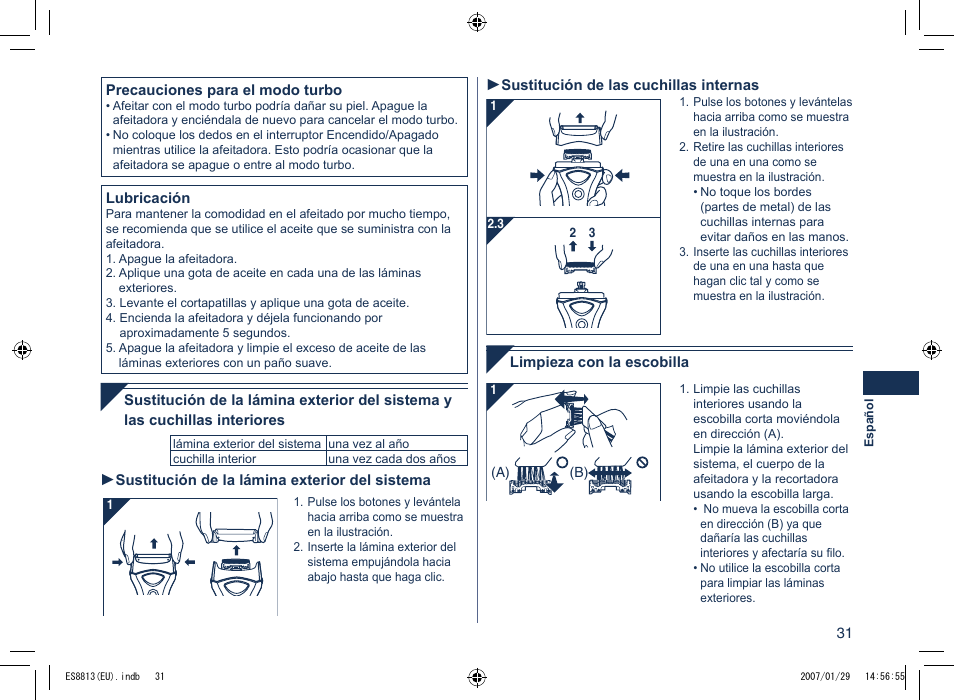 Panasonic Es8813 User Manual | Page 31 / 96