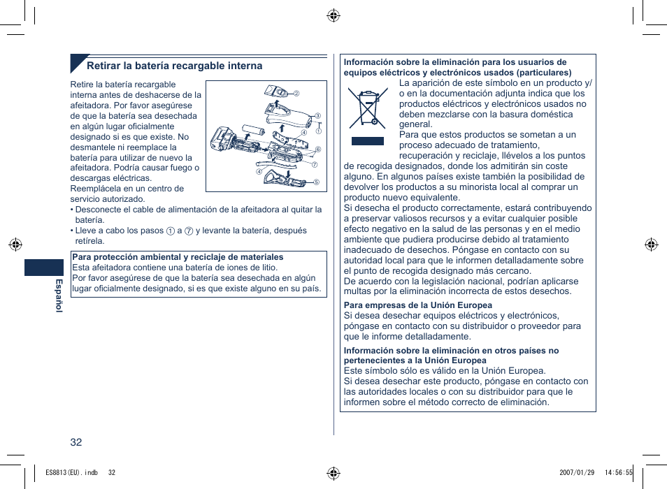 Panasonic Es8813 User Manual | Page 32 / 96