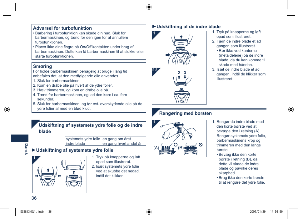 Panasonic Es8813 User Manual | Page 36 / 96