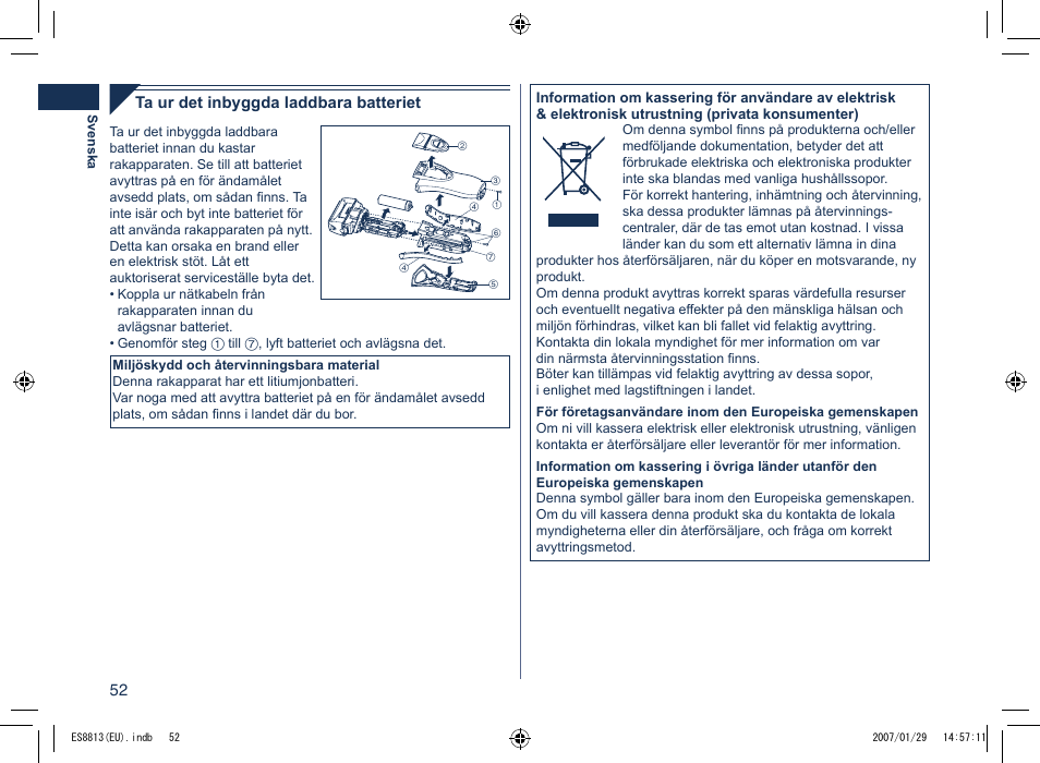 Panasonic Es8813 User Manual | Page 52 / 96