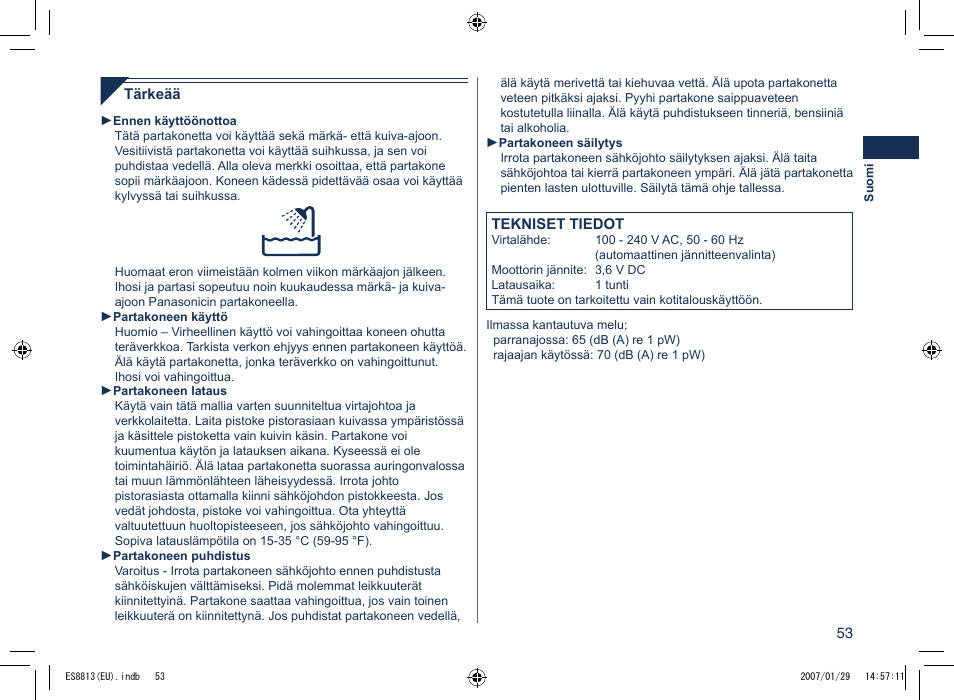 Panasonic Es8813 User Manual | Page 53 / 96