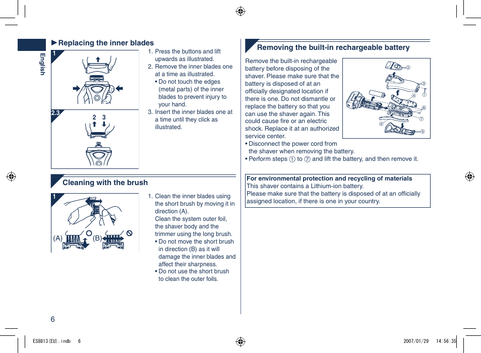 Panasonic Es8813 User Manual | Page 6 / 96