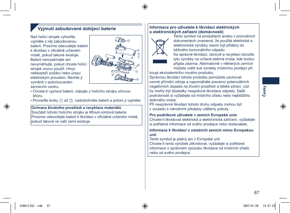 Panasonic Es8813 User Manual | Page 67 / 96
