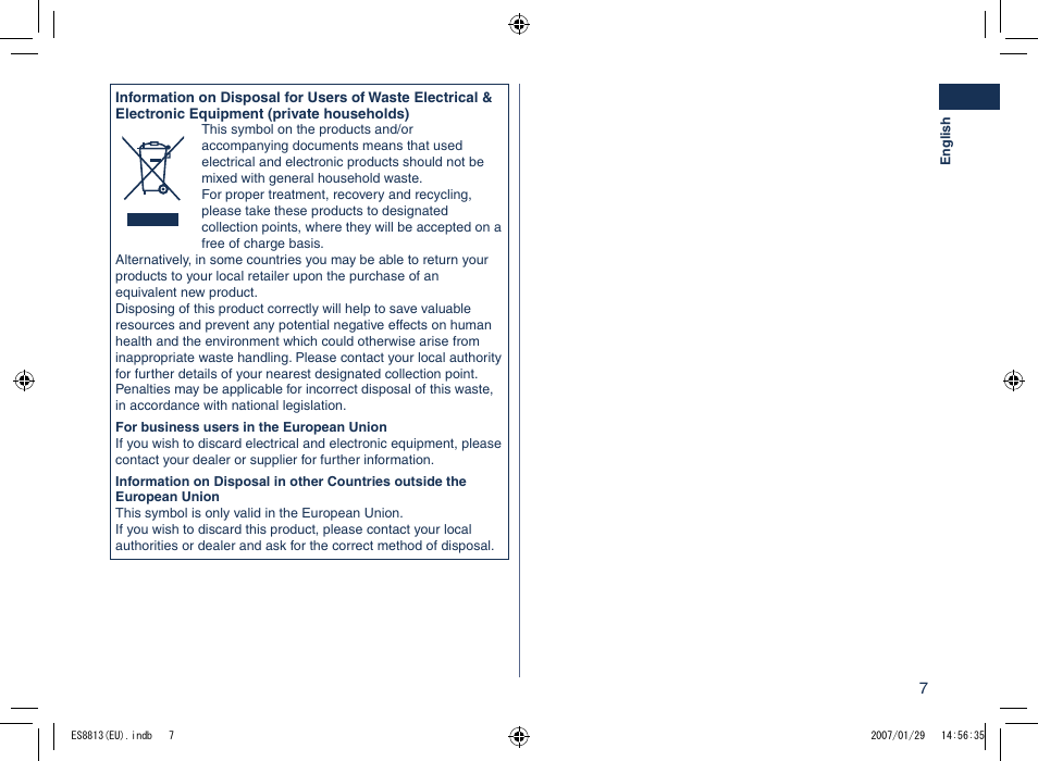 Panasonic Es8813 User Manual | Page 7 / 96