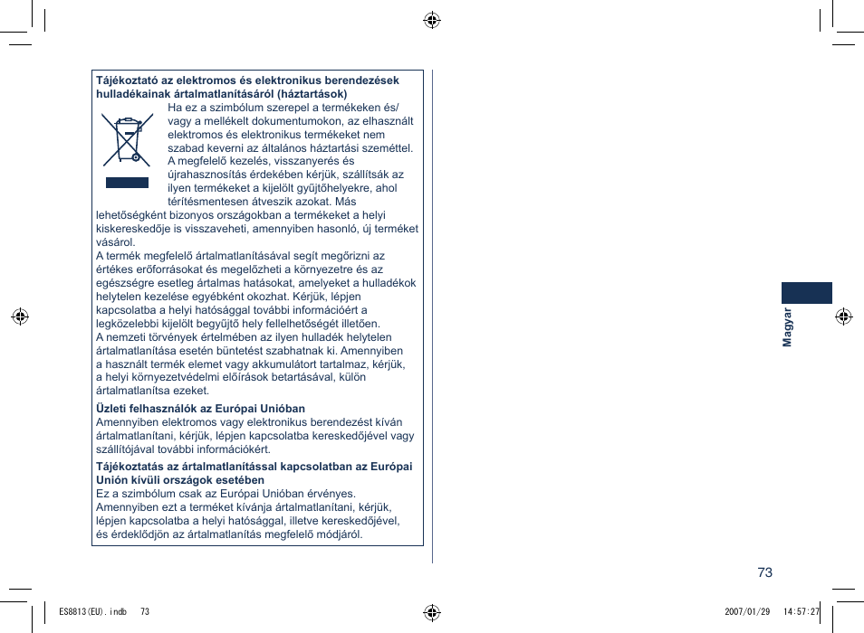 Panasonic Es8813 User Manual | Page 73 / 96