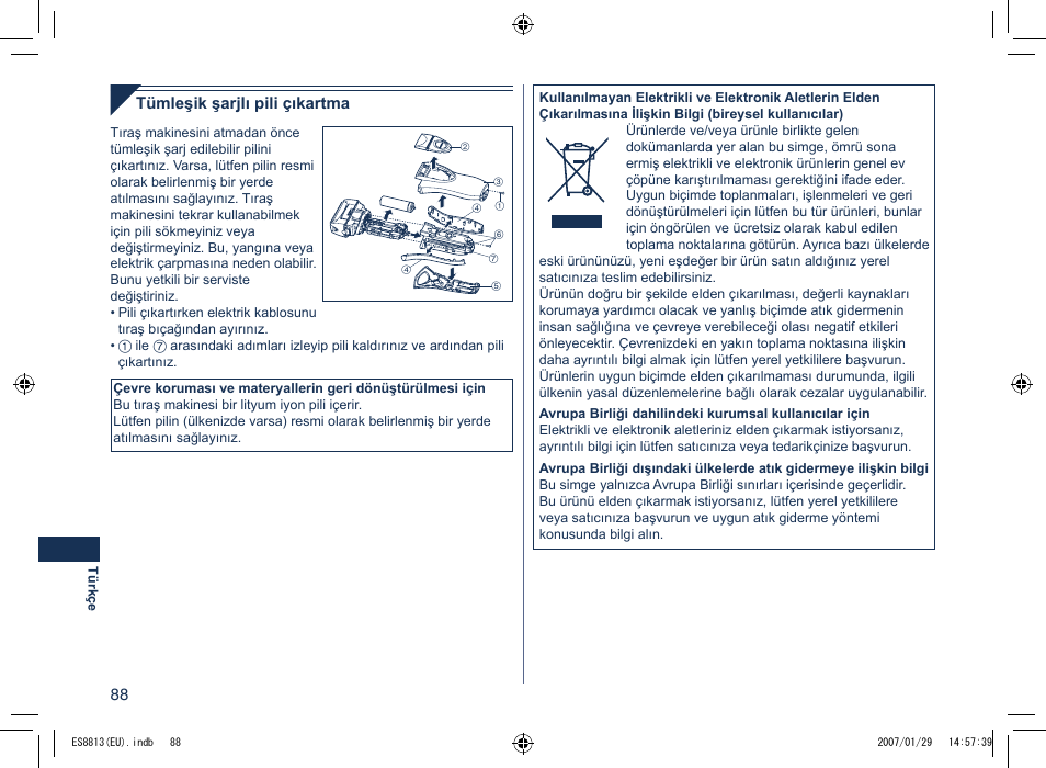 Panasonic Es8813 User Manual | Page 88 / 96