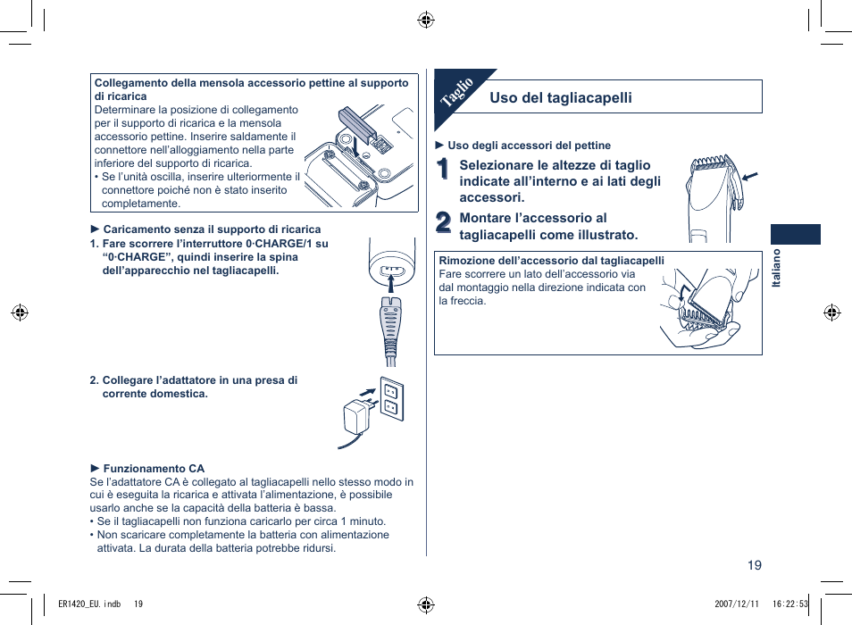 Taglio | Panasonic ER1420 User Manual | Page 19 / 100