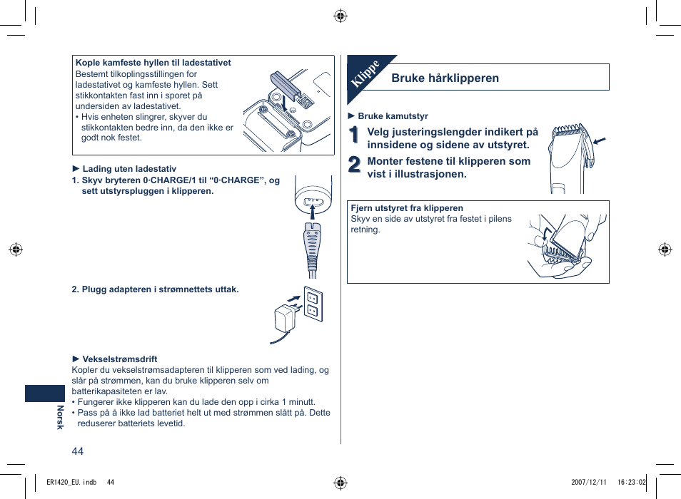 Klippe | Panasonic ER1420 User Manual | Page 44 / 100