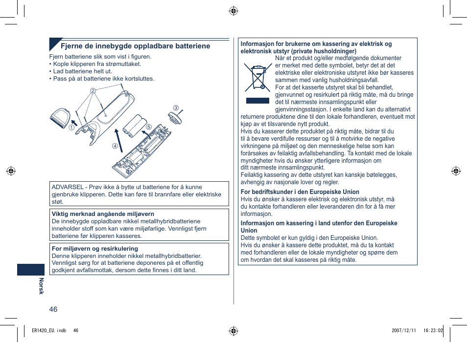 Panasonic ER1420 User Manual | Page 46 / 100