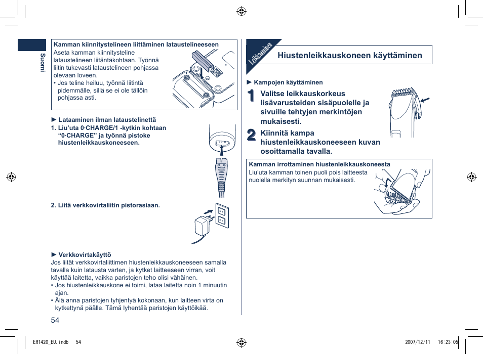 Leikkaaminen | Panasonic ER1420 User Manual | Page 54 / 100