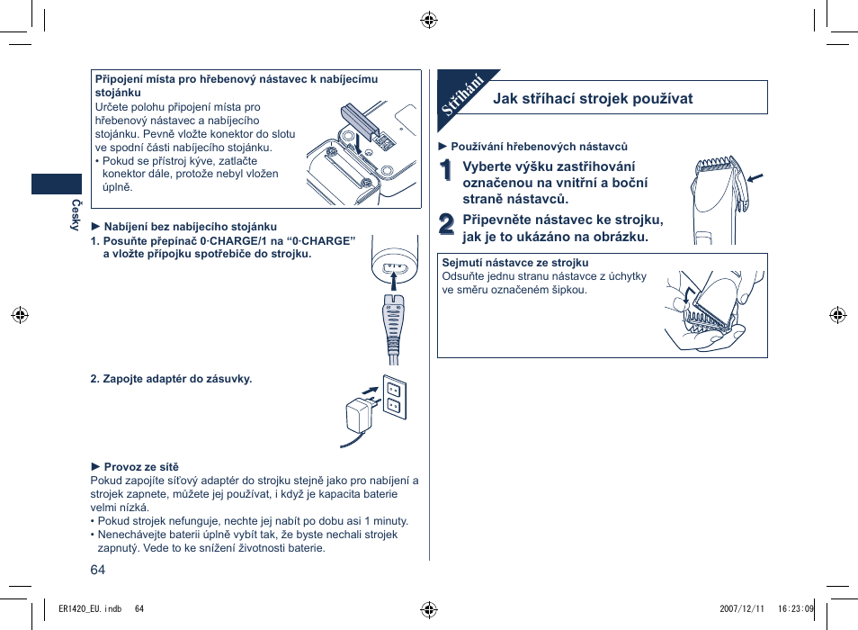 Stříhání | Panasonic ER1420 User Manual | Page 64 / 100