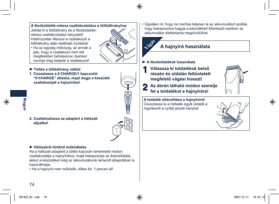 Vágás | Panasonic ER1420 User Manual | Page 74 / 100