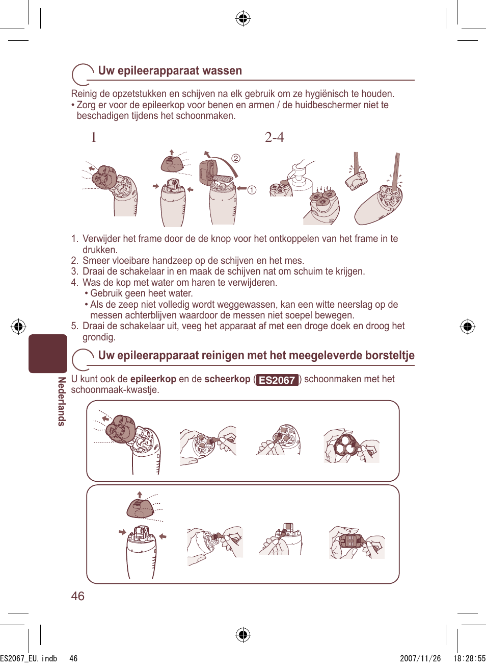 Uw epileerapparaat wassen | Panasonic ES2067 User Manual | Page 46 / 168