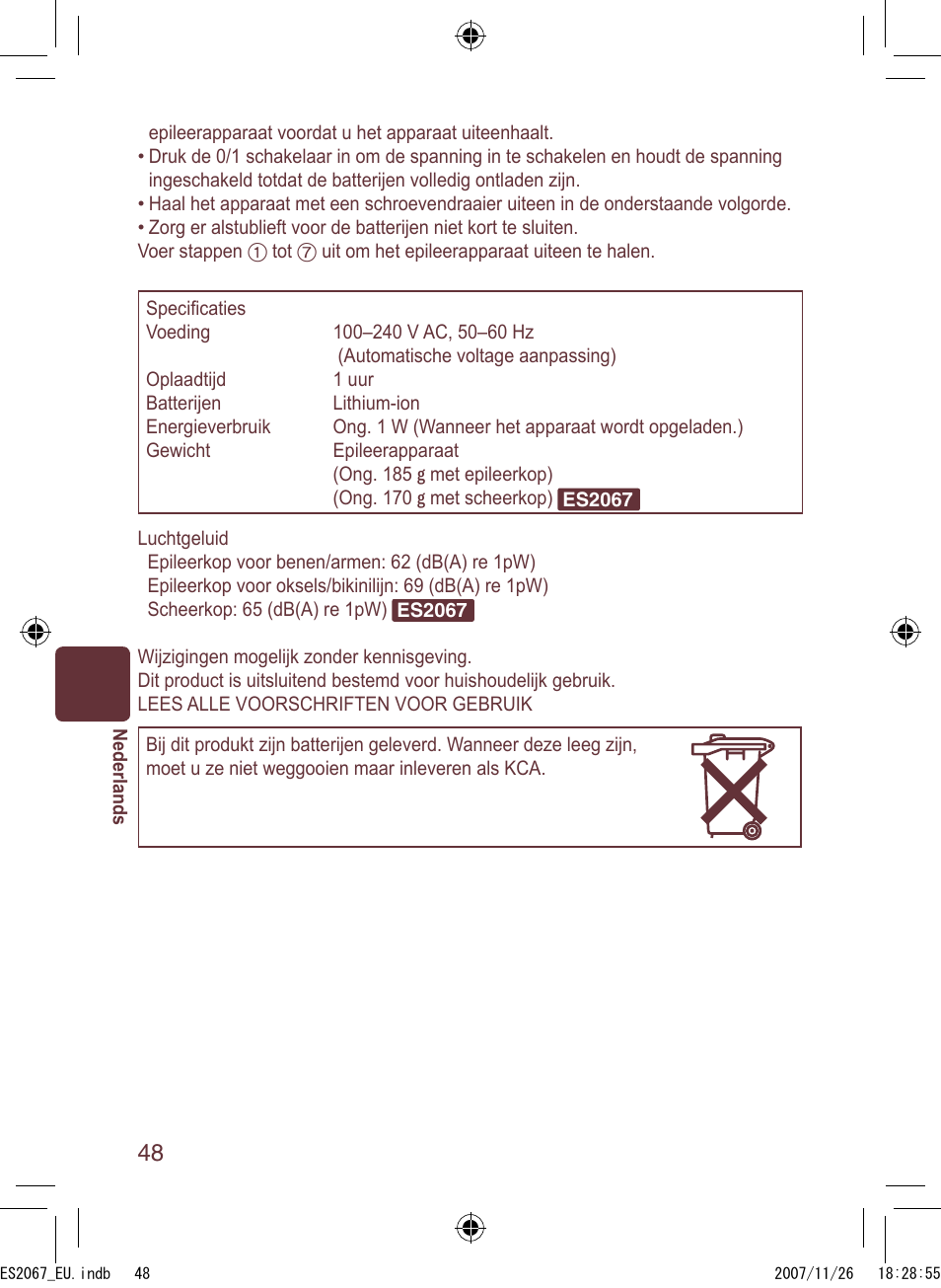 Panasonic ES2067 User Manual | Page 48 / 168