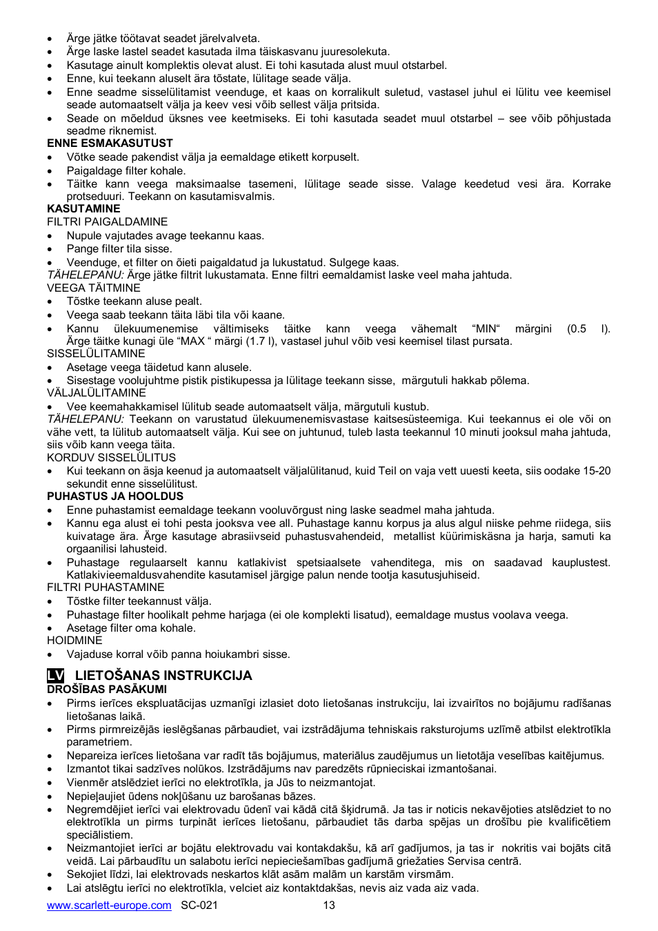 Scarlett SC-021 User Manual | Page 13 / 20