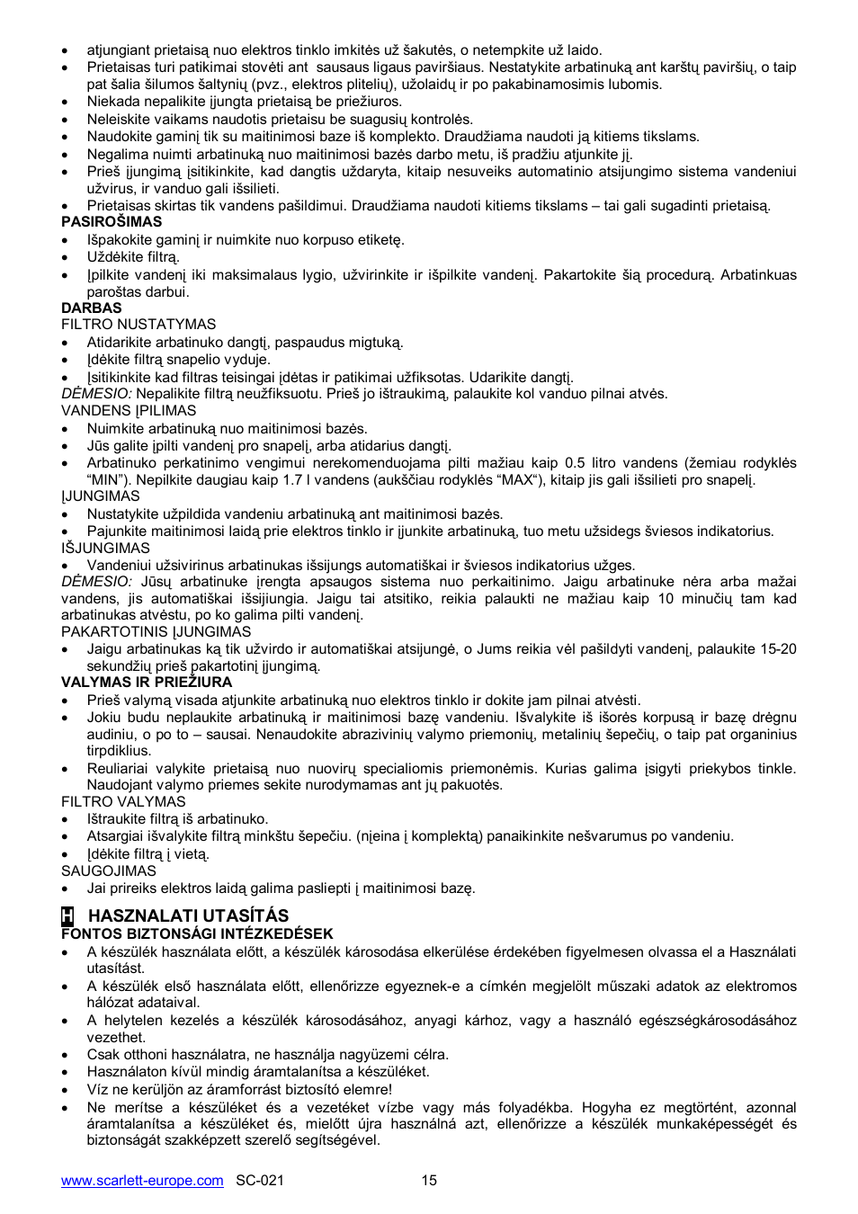 Scarlett SC-021 User Manual | Page 15 / 20