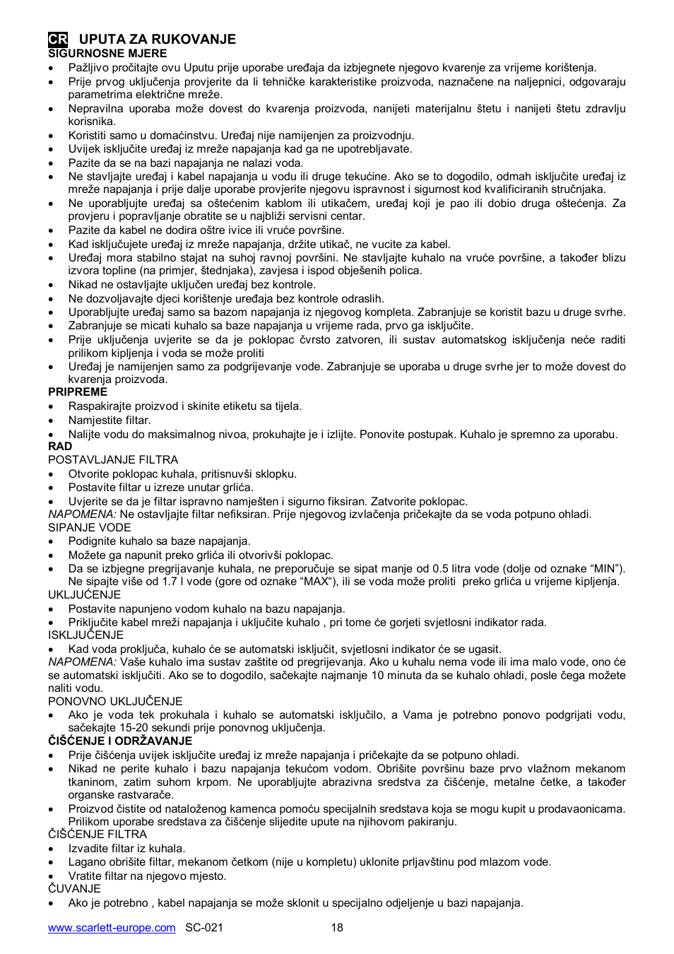 Scarlett SC-021 User Manual | Page 18 / 20