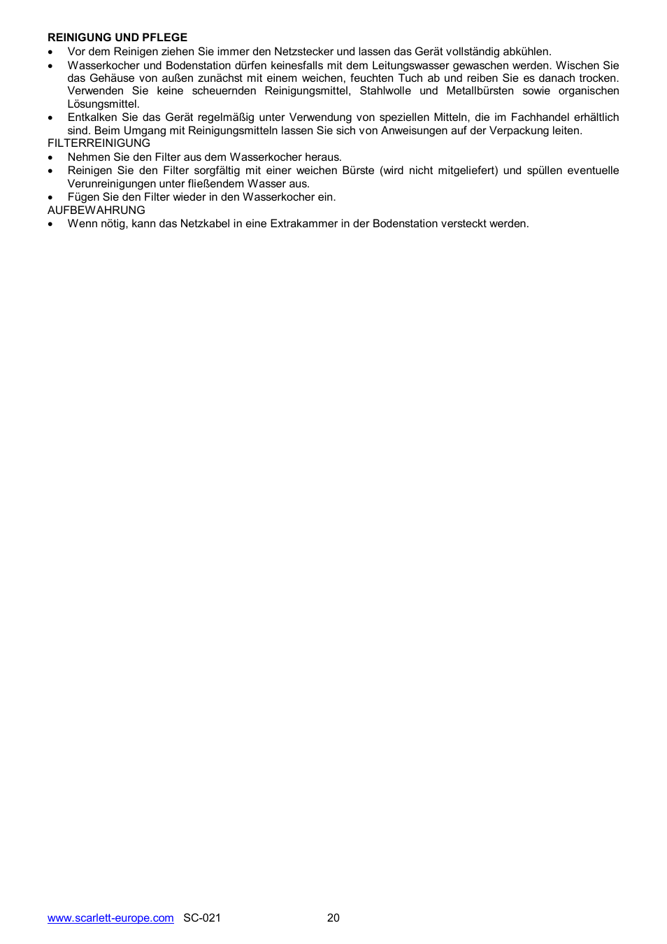 Scarlett SC-021 User Manual | Page 20 / 20