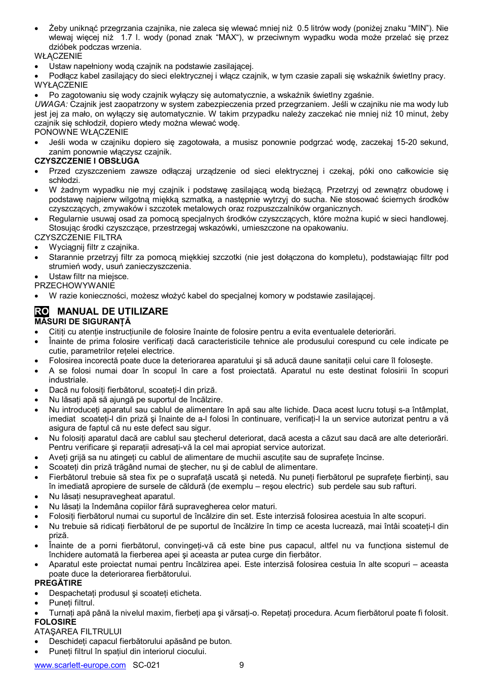 Scarlett SC-021 User Manual | Page 9 / 20