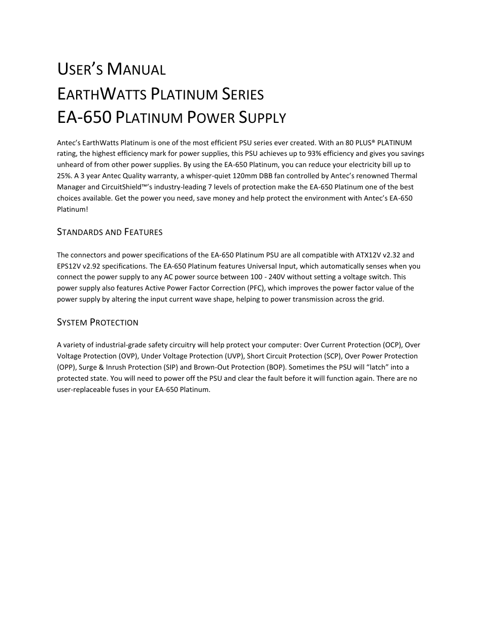 Ea-650 | Antec EA-650 User Manual | Page 2 / 7