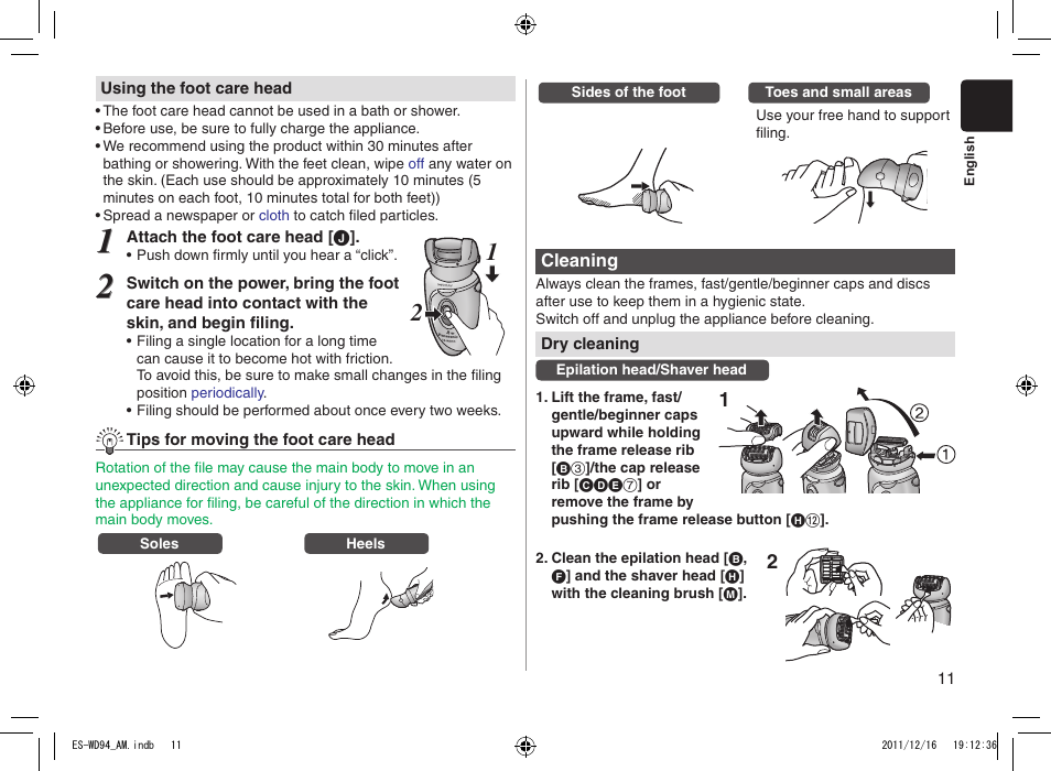 Panasonic ES-WD94 User Manual | Page 11 / 44