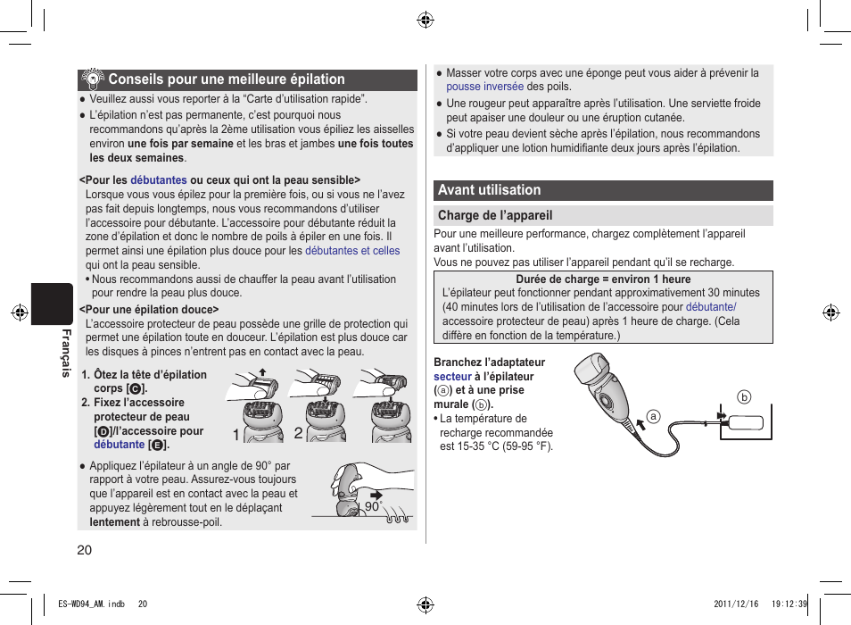 Panasonic ES-WD94 User Manual | Page 20 / 44