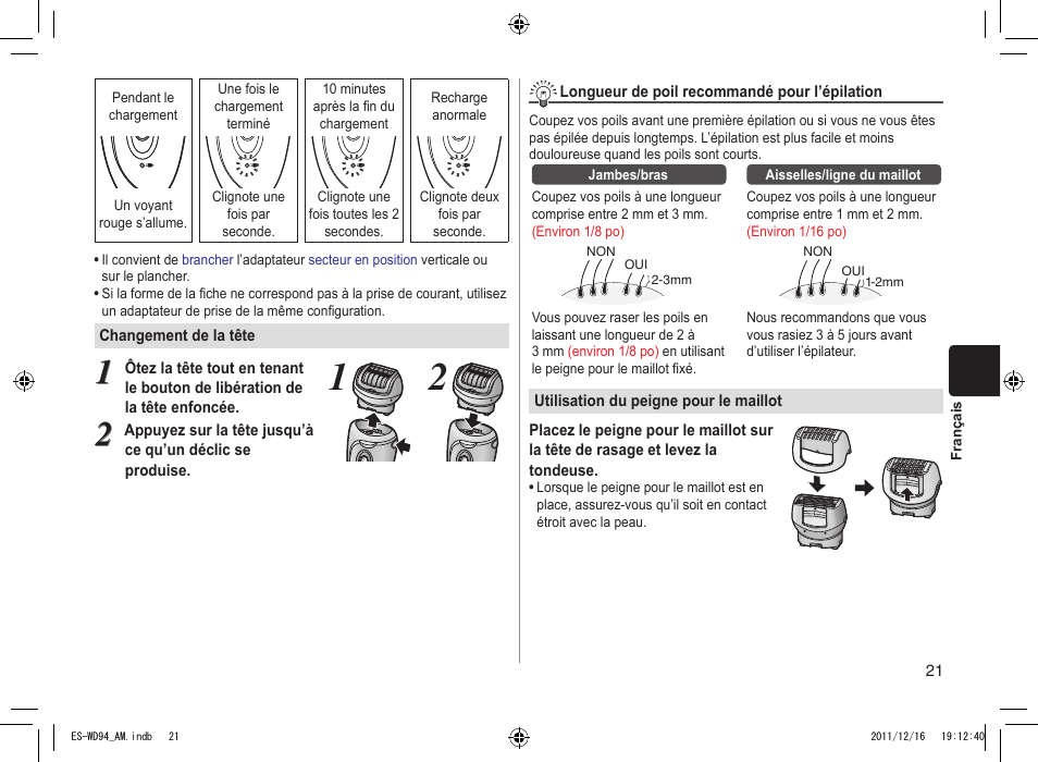 Panasonic ES-WD94 User Manual | Page 21 / 44