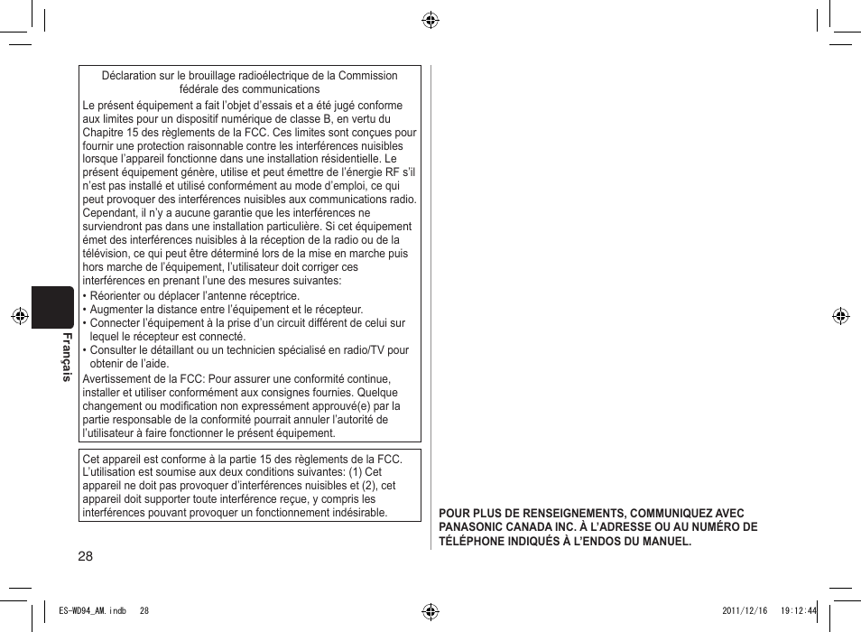 Panasonic ES-WD94 User Manual | Page 28 / 44