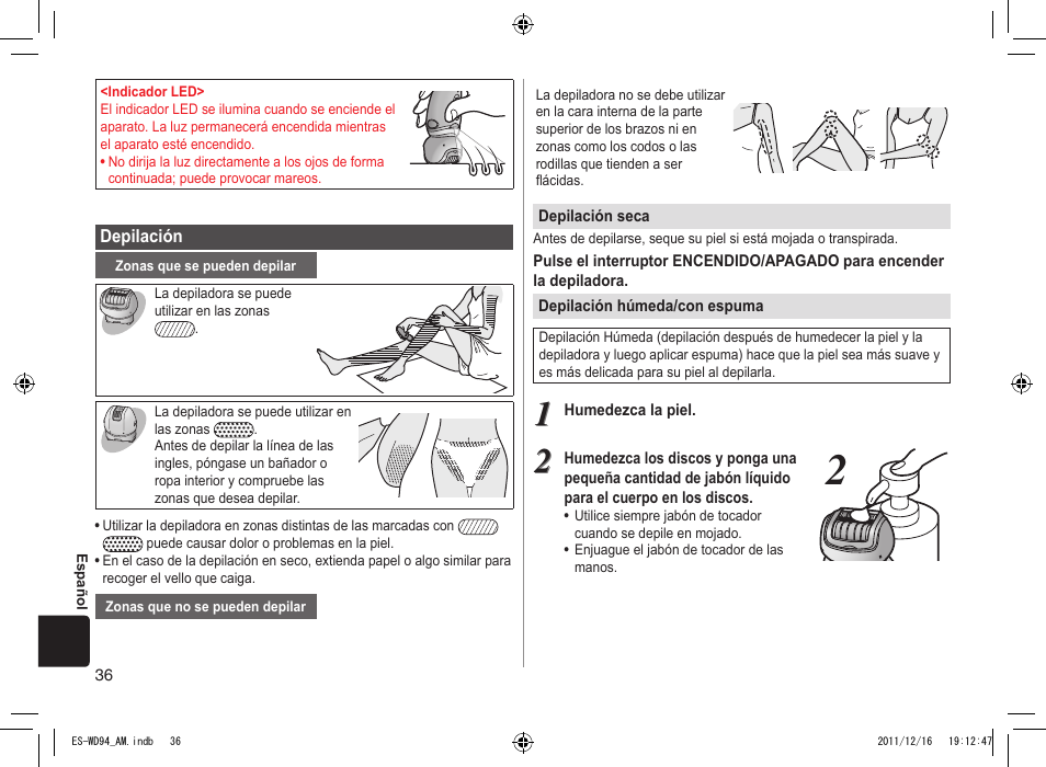 Panasonic ES-WD94 User Manual | Page 36 / 44