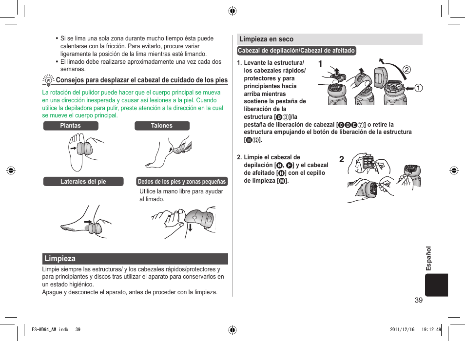 Panasonic ES-WD94 User Manual | Page 39 / 44