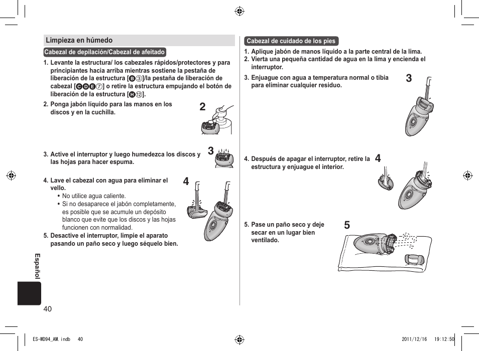 Panasonic ES-WD94 User Manual | Page 40 / 44