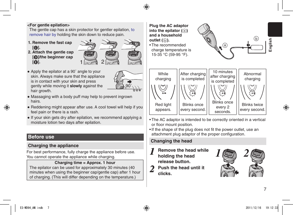 Panasonic ES-WD94 User Manual | Page 7 / 44