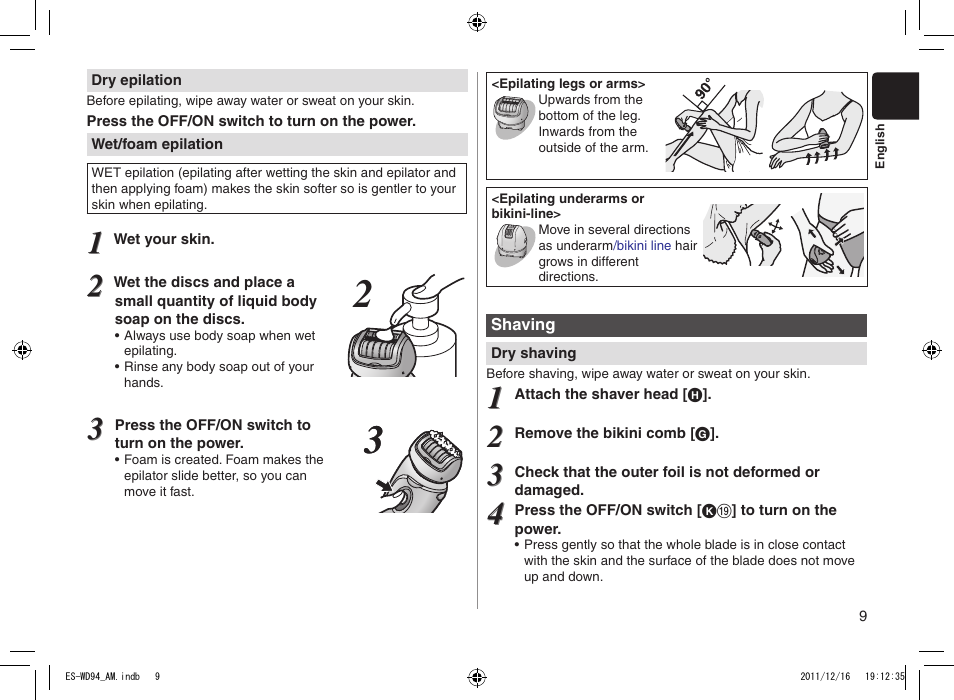 Panasonic ES-WD94 User Manual | Page 9 / 44