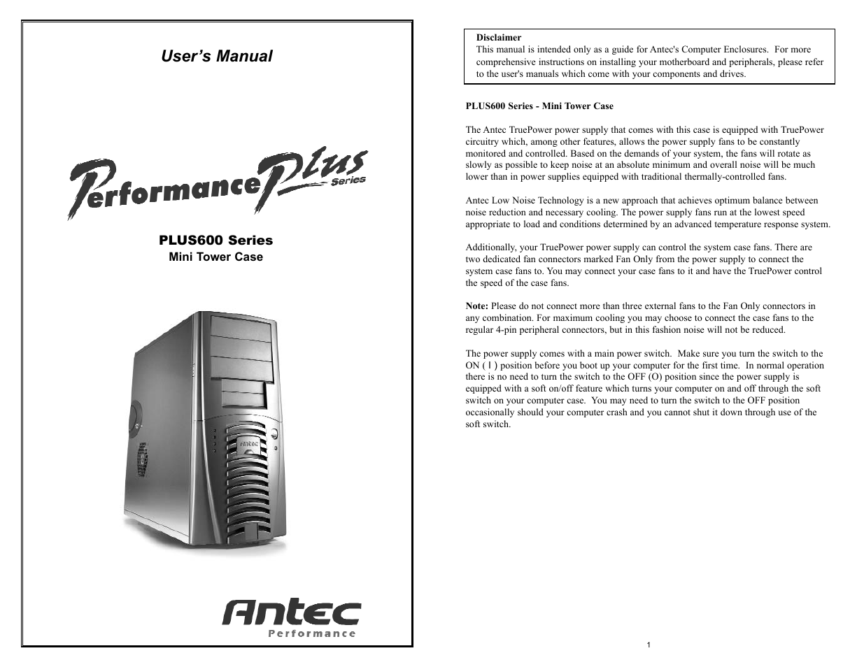 Antec PLUS600 User Manual | 3 pages