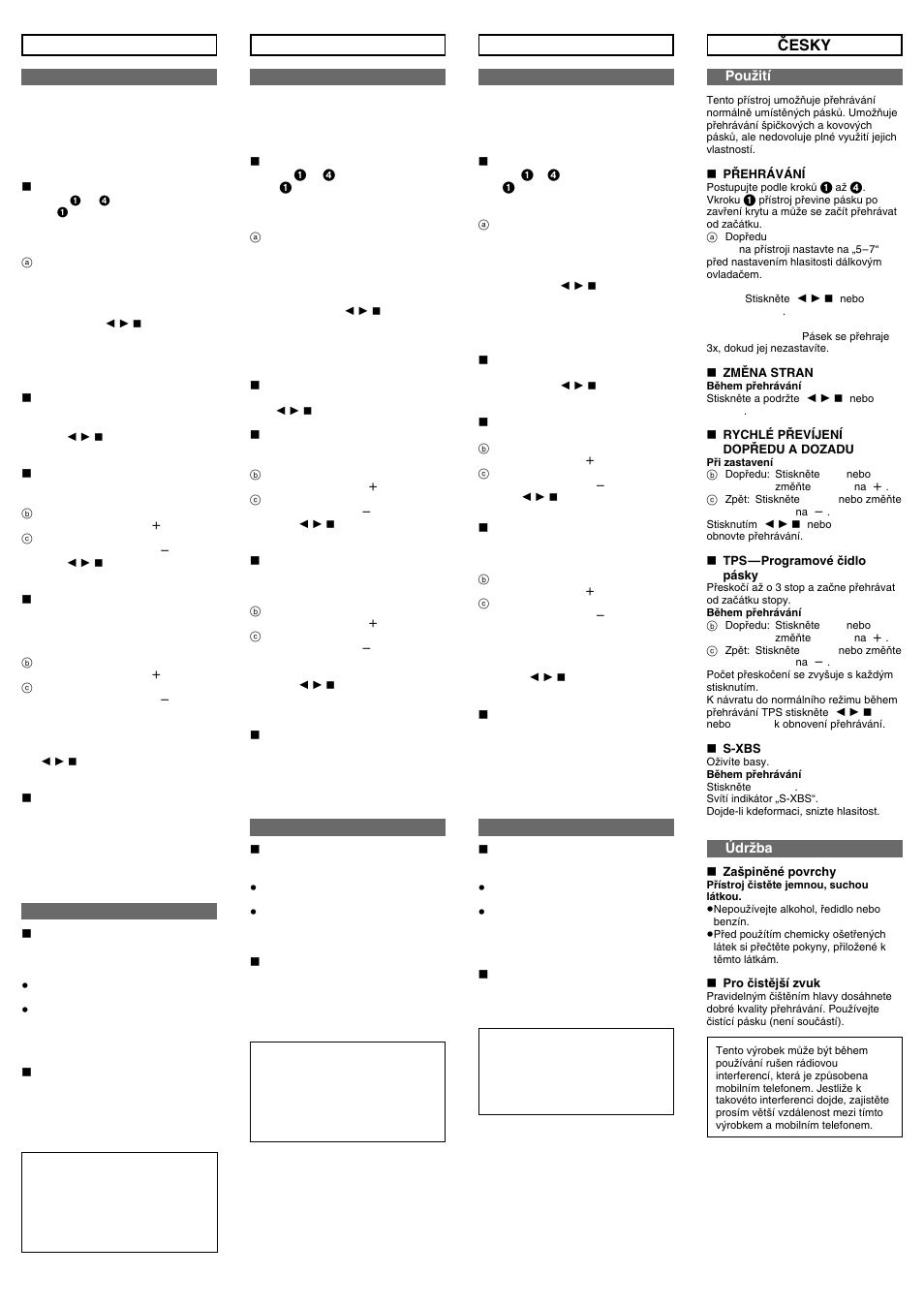 Nederlands svenska dansk çesky | Panasonic RQ-SX46 User Manual | Page 7 / 8
